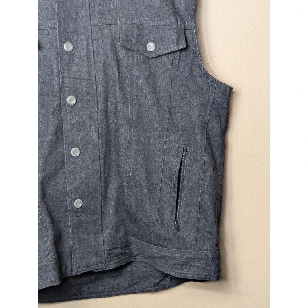 Street & Steel Motorcycle Vest Mens 2XL Black Biker Denim Riding Gear Pockets